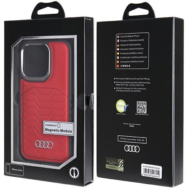 Audi Synthetic Leather MagSafe iPhone 14 Pro 6.1" czerwony/red hardcase